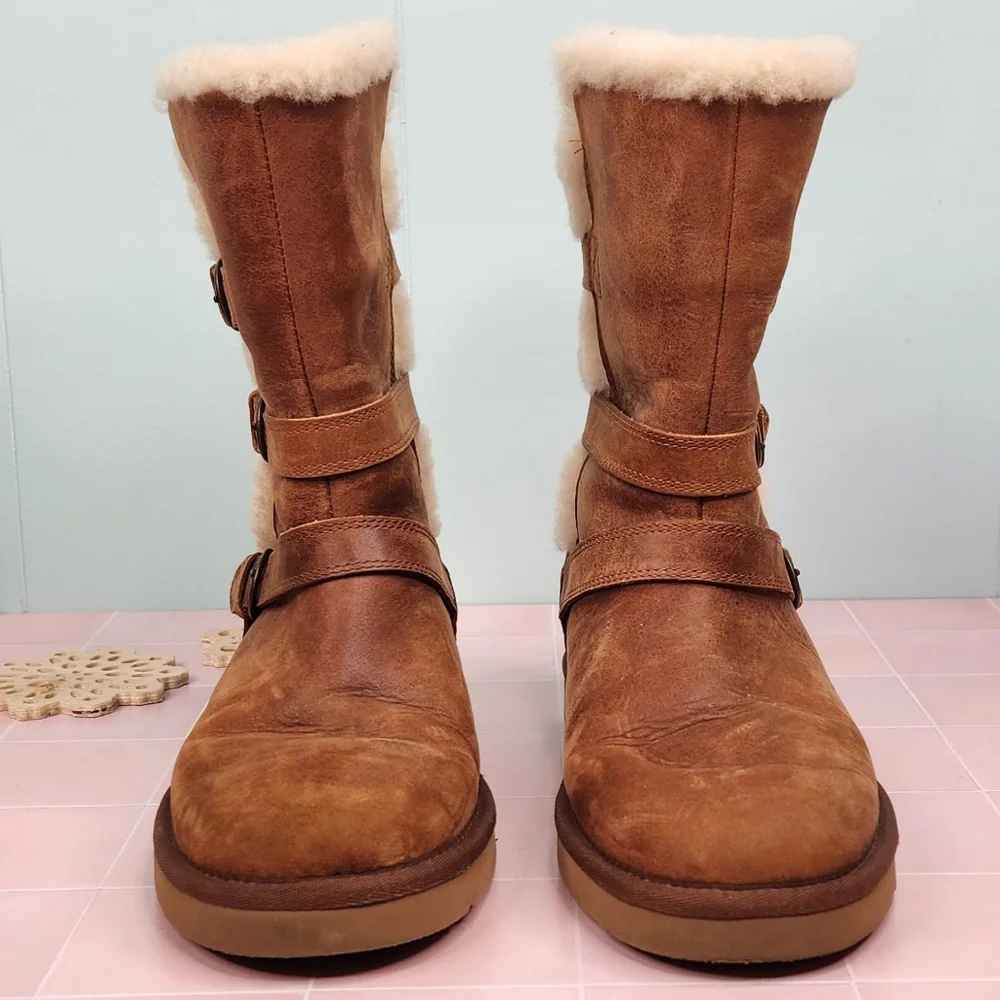 UGG Becket Leather & Shearling Mid-Calf Boots